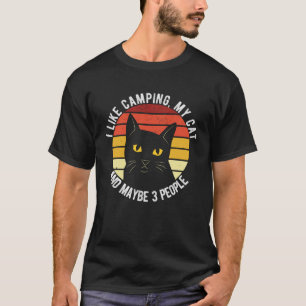 T-shirt J'Aime Camper Mon Chat Et Peut-Être 3 Personnes