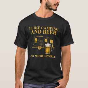 T-shirt J'Aime Camping Et Bière Et Peut-Être 3 Personnes P