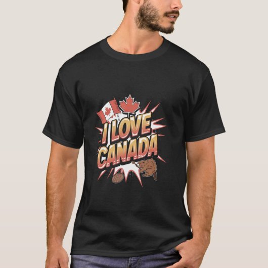 T-shirt J'aime Canada Canadien (Devant)
