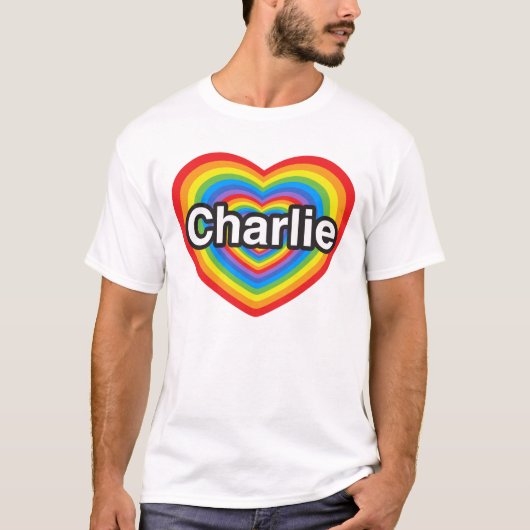 T-shirt J'aime Charlie. Je t'aime Charlie. Coeur (Devant)