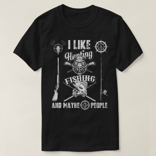 T-shirt J'Aime Chasse Pêche Peut-Être 3 Personnes Chasseur (Design devant)