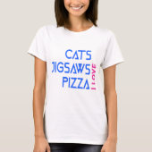 T-shirt J'aime chats jigsaws pizza (Devant)