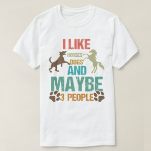 T-shirt J'Aime Cheval Chiens & Peut-Être 3 Personnes Cheva