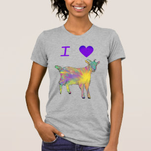 T-shirt J'aime Chèvres Slogan Witty Colorful Illustration