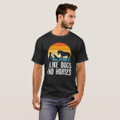 T-shirt J'Aime Chiens Et Chevaux Riding Fille Retro Vinta (Devant entier)