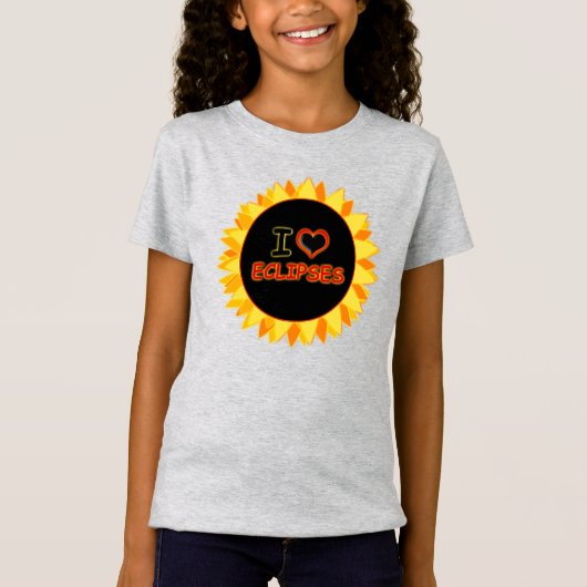 T-Shirt J'aime coeur Eclipses soleil astronomie enfants (Devant)