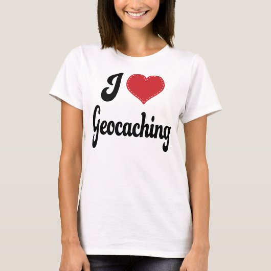 T-shirt J'aime (coeur) Geocaching (Devant)