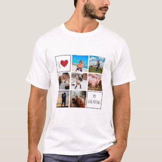 T-shirt J'aime coeur ma petite amie photo collage couples 