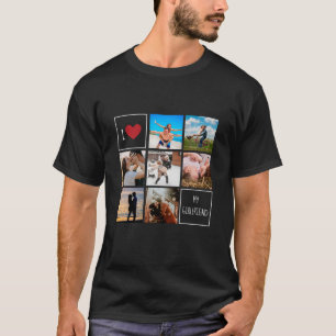 T-shirt J'aime coeur ma petite amie photo collage couples