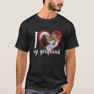 T-shirt J'aime coeur ma petite amie photo personnalisée no