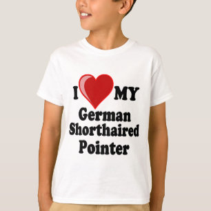 T-shirt J'aime (coeur) mon chien allemand d'indicateur aux