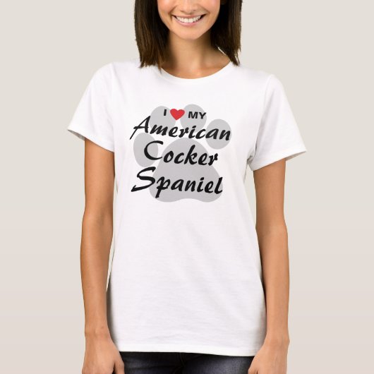 T-shirt J'aime (coeur) mon cocker américain (Devant)