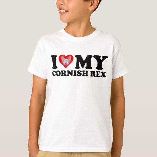 T-shirt J'aime (Cœur) Mon Cornish Rex (Devant)