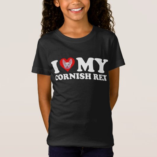 T-Shirt J'aime (Cœur) Mon Cornish Rex (Devant)