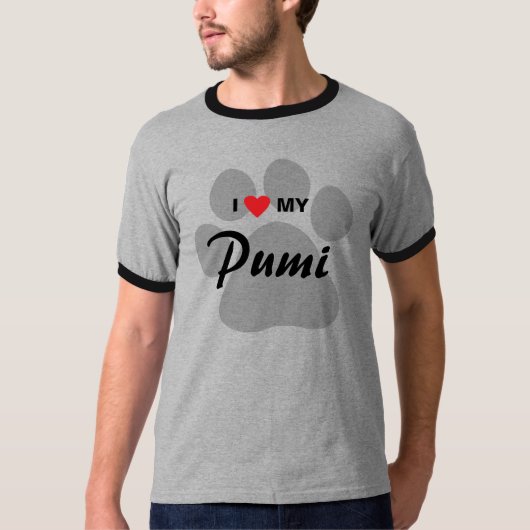 T-shirt J'aime (coeur) mon Pumi (Devant)