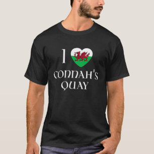 T-shirt J'aime Connah's Quay Wales Drapeau Cœur Dragon Gal