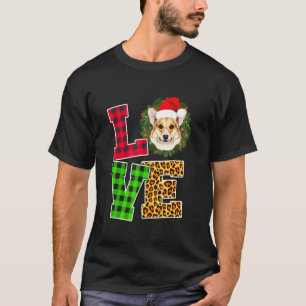 T-shirt J'Aime Corgi Chien Santa Hat Jeu moche Noël