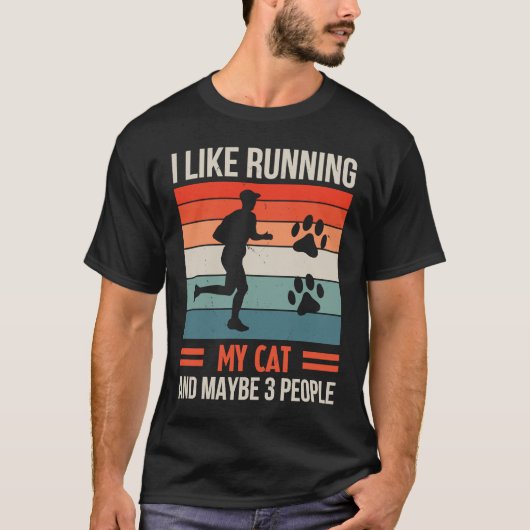 T-shirt J'Aime Courir Mon Chat Et Peut-Être 3 Personnes Sa (Devant)
