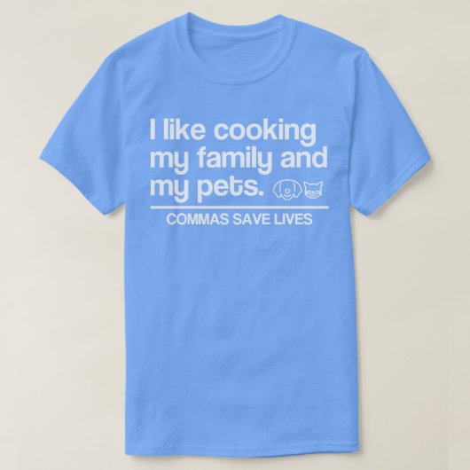 T-shirt J'Aime Cuisine Ma Famille Et Mes Animaux Commas En (Design devant)