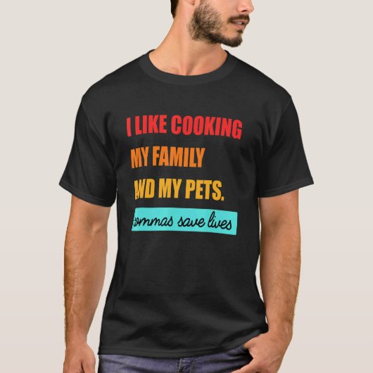T-shirt J'Aime Cuisine Ma Famille Et Mes Animaux Commas En (Devant)