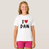 T-shirt J'aime D A N | Coeur personnalisé NOM DAN DANIEL (Devant entier)