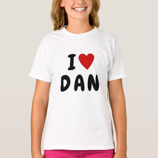 T-shirt J'aime D A N | Coeur personnalisé NOM DAN DANIEL (Devant)