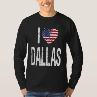T-shirt J'aime Dallas avec le drapeau américain