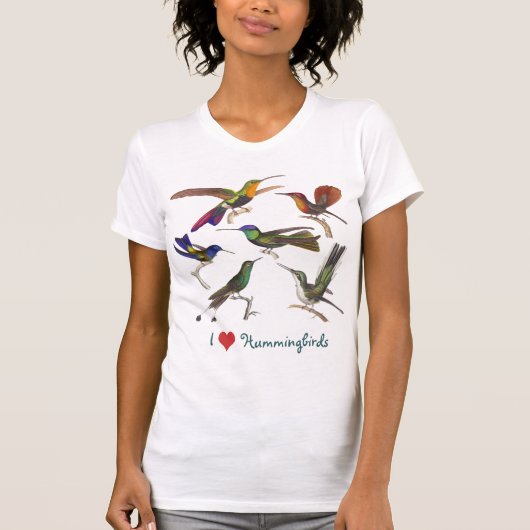 T-shirt J'aime des colibris - six espèces différentes (Devant)
