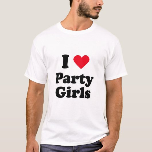 T-shirt J'aime des filles de partie (Devant)