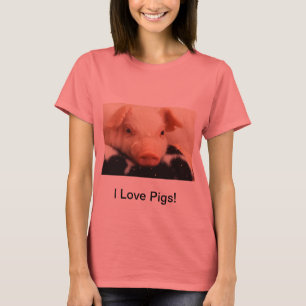 T-shirt J'aime des porcs ! Museau adorable de visage de