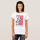 T-shirt "J'aime des taches" - rose, Dalmate blanc noir (Devant entier)