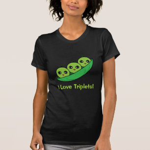 T-shirt J'aime des triplets : Trois pois dans une cosse