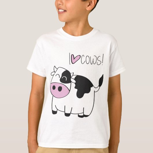 T-shirt J'aime des vaches - vache drôle mignonne à bande (Devant)