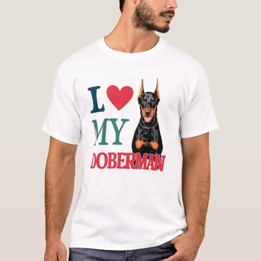 T-shirt J'aime Doberman Dog (Devant)