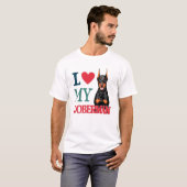 T-shirt J'aime Doberman Dog (Devant entier)