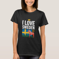 J'aime Drapeau Suède Cheval Dala Arbres