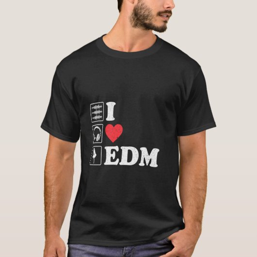T-shirt J'Aime Edm Pour Fêtes Et Festivals Dj Heart (Devant)