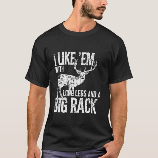 T-shirt J'Aime Em Long Jambes Big Rack Deer Chasse En Plei (Devant)