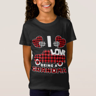 T-Shirt J'Aime Être Un Camion Rouge Grand-Mère Avec Coeur 
