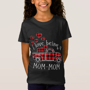 T-Shirt J'aime être un camion rouge MOM-MOM avec coeur val