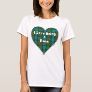 T-shirt J'aime être un Clan Ross Tartan Coeur Plaid