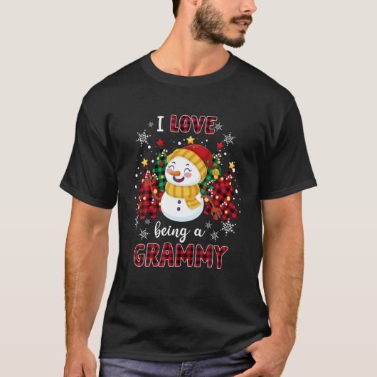 T-shirt J'Aime Être Un Grammy Snowman Noël Arbre Noël Noël (Devant)