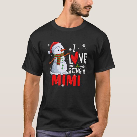 T-shirt J'Aime Être Un Mimi Snowman Noël Mimi Grand-mère (Devant)