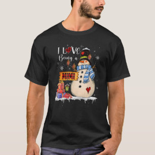 T-shirt J'Aime Être Un Mimi Snowman Xmas Père Noël Family 