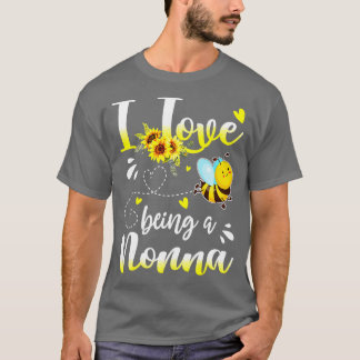 T-shirt J'Aime Être Un Tournesol Nonna Et Abeille Amoureux
