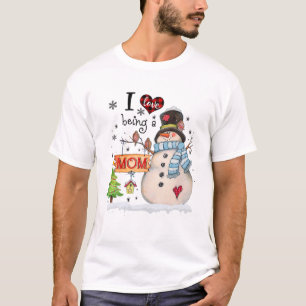 T-shirt J'Aime Être Une Maman Snowman Noël Fantastique Noë