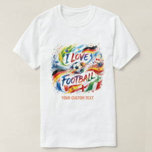 T-shirt J'aime Football Aquarelle 2026