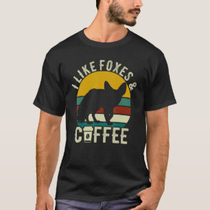 T-shirt J'aime Foxes & Café Funny Retro Vintages Foxes