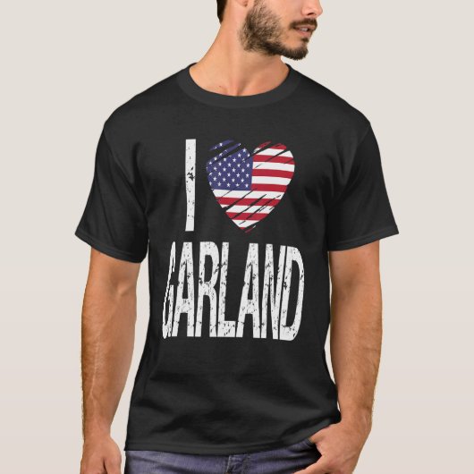 T-shirt J'Aime Garland Avec Drapeau Américain (Devant)
