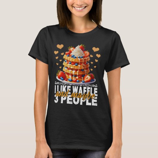 T-shirt j'aime gaufre et peut-être 3 personnes (Devant)